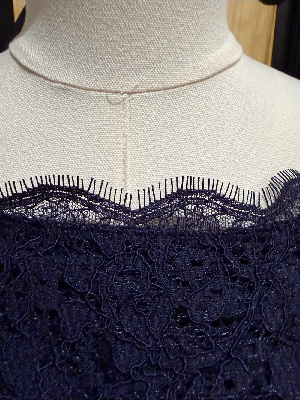 Adrianna Papell Navy Lace Midi Sheath Dress - Picture 7 of 9